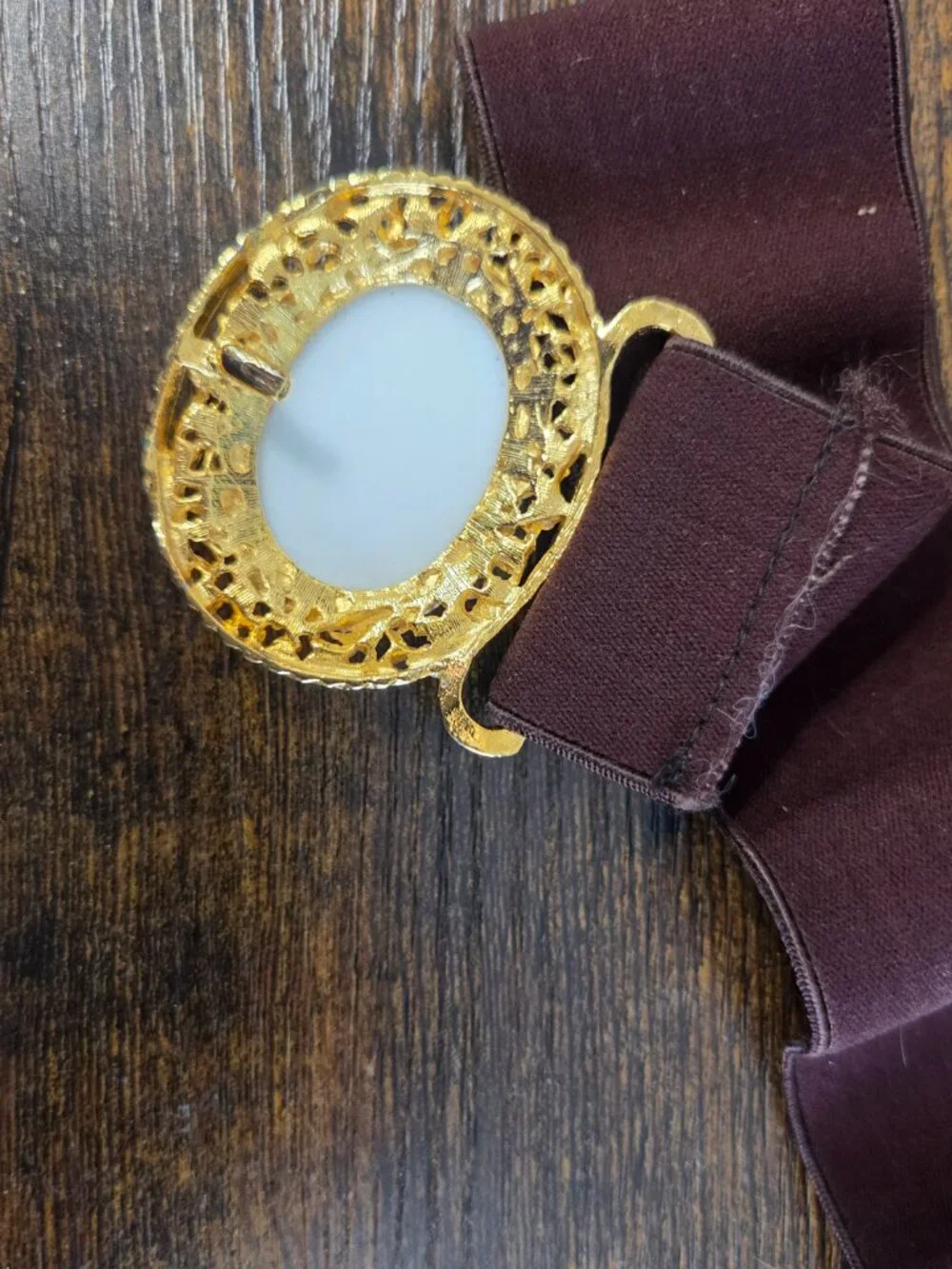 Vintage Victorian Edwardian Belt with Painted Lovers on Clasp